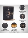 Celestial UV Print Genuine Leather Bound Grimoire Journal Black Cover Diary Book